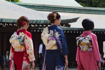 <p>These three young ladies were wearing&nbsp;amazing kimono; I was tempted to think that they looked more beautiful than the bride... but&nbsp;no, of course not!</p>