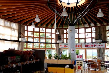 A spiral like yurt structure gives an airy feel to the lounge area
