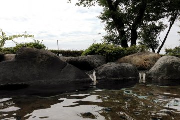 Scenic views from the outdoor roten-buro at the&nbsp;Hanahotoru Hot Spring Onsen and Ground Golf Resort