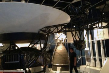 <p>A large receiving dish&nbsp;dominates this exhibit&nbsp;room.</p>