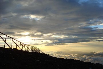 Dawn breaking on a cloudy day.