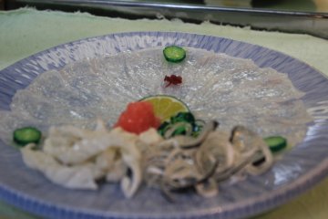 Puffer fish sashimi
