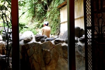 Outdoor Rotenburo next to the waterfall and another one above the waterfall
