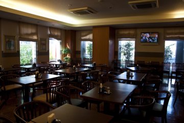 <p>Hotel restaurant before breakfast time</p>