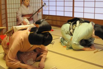 Beautiful obeisance. The angle of their arms and hands is as precise as though measured by a ruler!