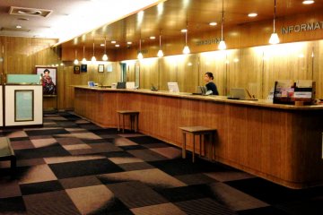 <p>Karasuma Kyoto Hotel Front Desk and Reception has a retro look</p>