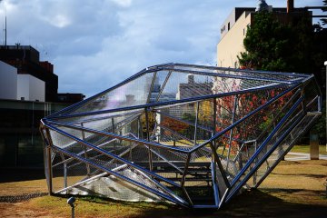 <p>Fernando Romero's Wrapping, a child friendly exhibit outside the museum</p>