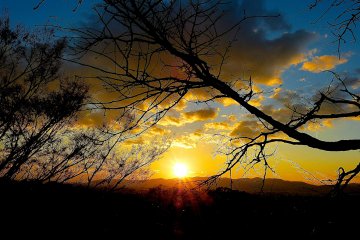 <p>Coucher de soleil au Kiyomizu-dera</p>