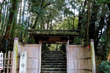 <p>Pintu masuk bambu dari vila ini sangat kecil, dan baik taman ataupun vila tidak dapat dilihat dari pintu masuk</p>