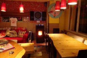 <p>A wood burning stove keeps the winter cold at bay</p>