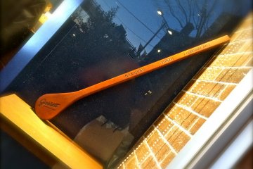 Garrett Popcorn Shops&nbsp;paddle that references the Harajuku store opening in February 2013