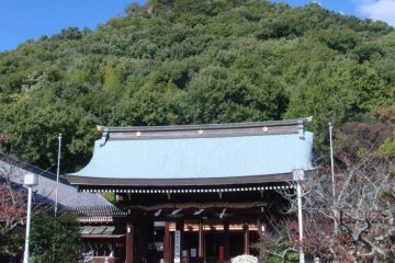 The shrine with Miyukiji-san behind
