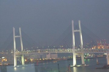View from the room of the lovely Yokohama Bay Bridge.