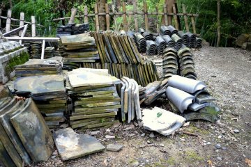 <p>Roof tiles awaiting recycling</p>