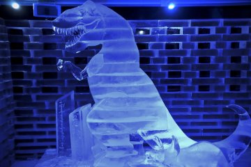 <p>Ice sculptures.&nbsp;This ice dinosaur was taller than me.</p>