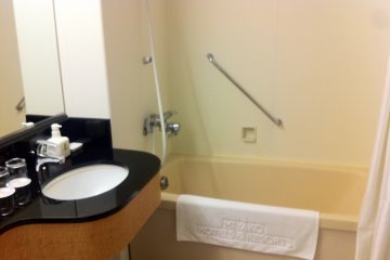 Modern bathroom with deep bath