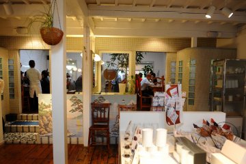 <p>The interior of the cafe retains the bathhouse decor</p>