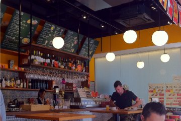 Massa Spanish Cafe downstairs serves hotel breakfast and tapas