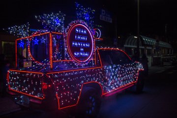 Several lit-up&nbsp;vehicles begin to circle the streets after dark.&nbsp;