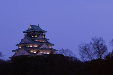 <p>Osaka Buisiness Park in the vicinity also has good spots from where the illumination of&nbsp;Osaka Castle is clearly visible. It's quite a&nbsp;mystic view, too, with the silhouette of trees and the lit-up castle in the middle.</p>