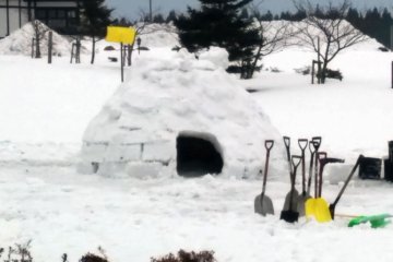 <p>Our igloo standing proud against the cold in the distance.&nbsp;</p>