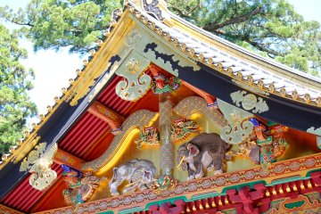 <p>One of the many beautiful wood carvings found in Toshogu Shrine in Nikko</p>