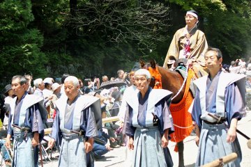 <p>A few of the locals participating in the 1,000-person Samurai procession</p>