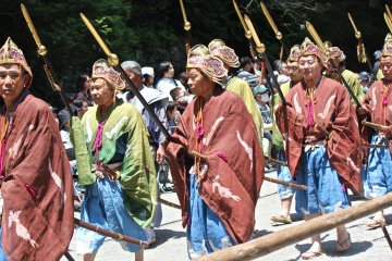 <p>A few of the locals participating in the 1,000-person Samurai procession</p>