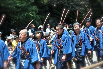 <p>A few of the locals participating in the 1,000-person Samurai procession</p>